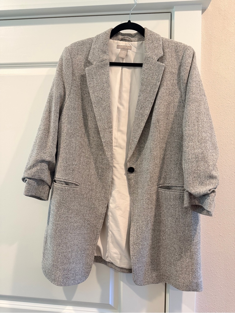 H&M Gray Tweed Single-Button Blazer